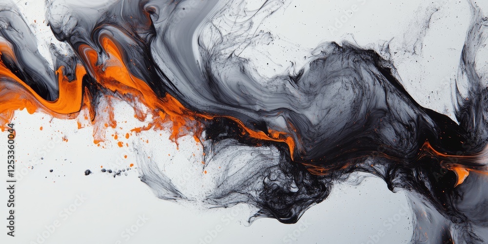 Aufkleber visually stunning abstract design using ink flow art, focusing on the elegant and fluid patterns formed as ink disperses and merges, creating a rich and immersive visual