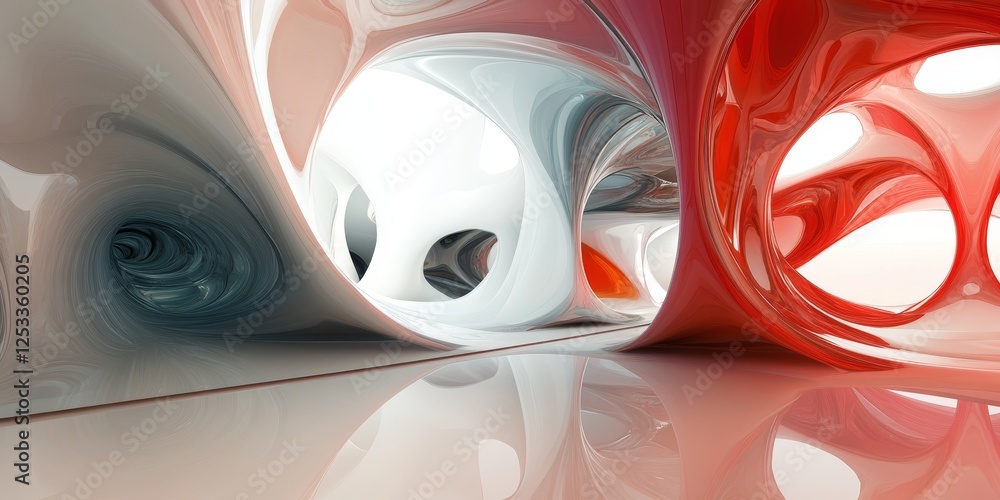 Aufkleber abstract scene where 3D illusions are incorporated into a refined composition, blending various shapes and colors to create a modern and engaging visual effect