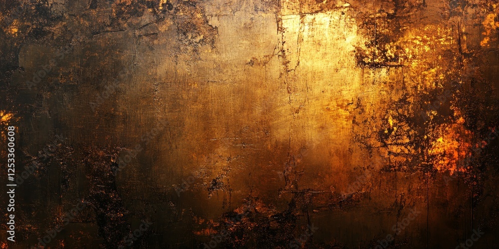 Poster abstract visual with metal textures that highlight the interplay of light and shadow on metallic surfaces, creating a rich and immersive background with a touch of indust