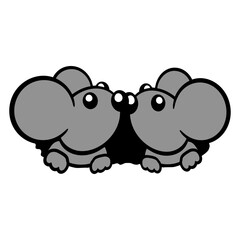 2 Mice Couple Two Love Valentine's Day Mouse Hole Design Lover Art Vector Illustration Card T-Shirt Poster Sticker Graphic Print Decorative Drawing Isolated Logo Decoration Symbol Creative Cool Style
