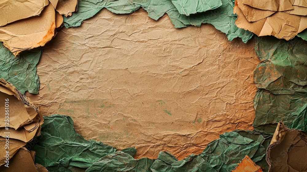Poster Textured Background with Recycled Paper Elements Creating a Nature-Inspired Frame for Creative Designs