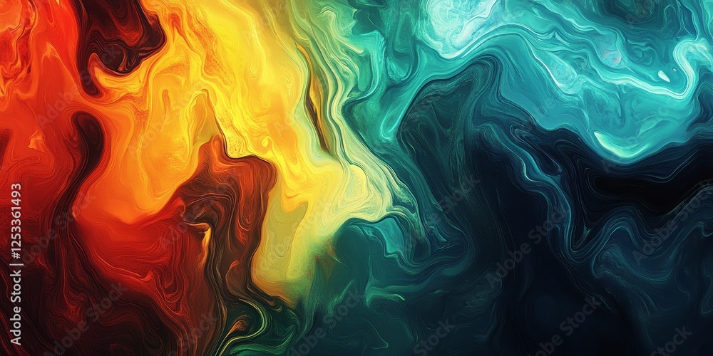 Poster abstract visual with digital painting that highlights the artistic and fluid nature of digital brushstrokes, creating a rich and engaging background with a touch of sophi