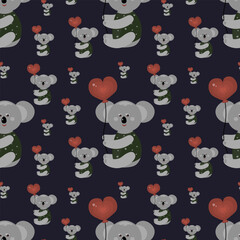 koala with a heart-shaped balloon.vector illustration for Valentine's Day