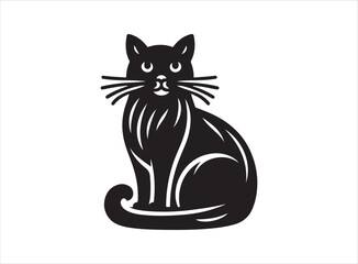 Cat Silhouette Black Solid Feline Illustration for Pet Art and Design Projects
