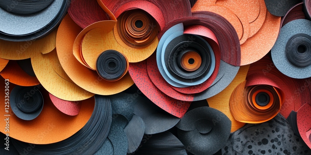 Fototapete visually striking abstract design using paper textures, emphasizing the unique qualities and layered patterns of different papers to create a rich and engaging artistic e