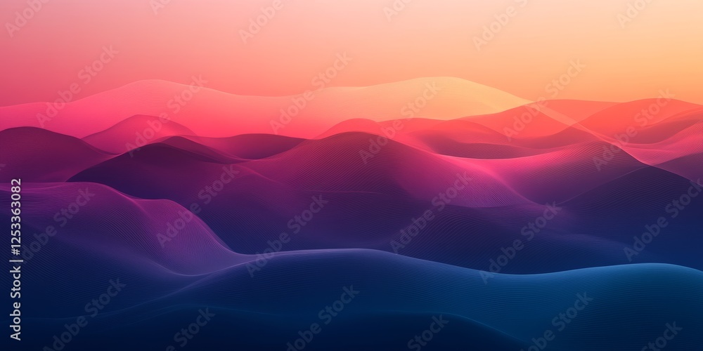 Poster abstract visual with gradient backgrounds that highlight the gradual and sophisticated nature of color transitions, creating a rich and soothing background with a modern