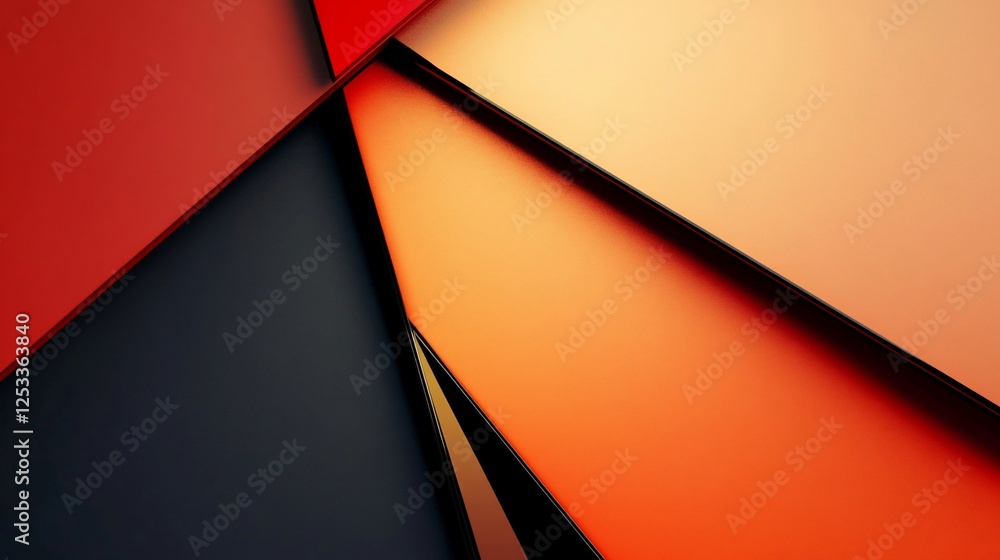 Poster abstract geometric background with black red orange diagonal lines and planes creating a modern grap