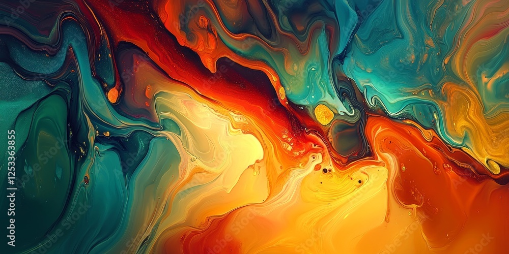 Aufkleber visually striking abstract design using abstract fluid art, emphasizing the continuous and smooth transition of colors and forms to produce a fluid and engaging artistic