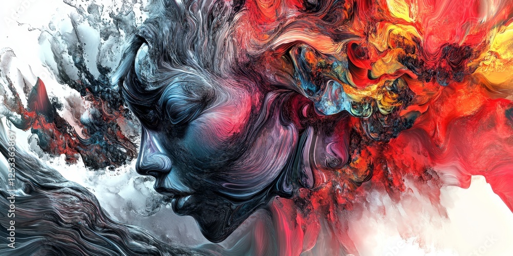 Poster abstract artwork showcasing artistic digital art with a focus on the interplay of innovative and exp