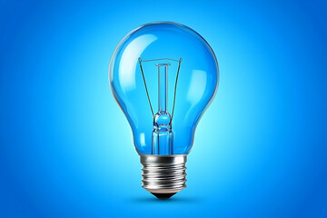 Clear lightbulb, blue background, idea concept