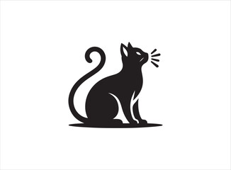 Cat Silhouette Black Solid Feline Illustration for Pet Art and Design Projects