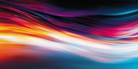 Fototapeta premium abstract artwork showcasing blurred lights with motion blur, incorporating fluid lines and vibrant colors to produce a captivating and refined design that reflects the es