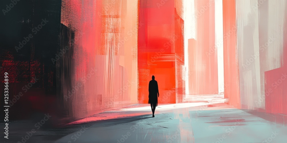 Poster abstract scene where minimalist principles are applied with a focus on simple color palettes, blending a few complementary shades to produce a visually engaging and refin