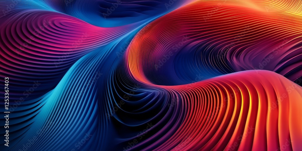 Poster visually striking abstract design using linear gradients, emphasizing the clean and dynamic blending of hues to produce a captivating and contemporary artistic effect