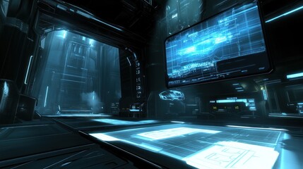 Futuristic Spaceship Bridge Interior Design Showing Advanced Technology