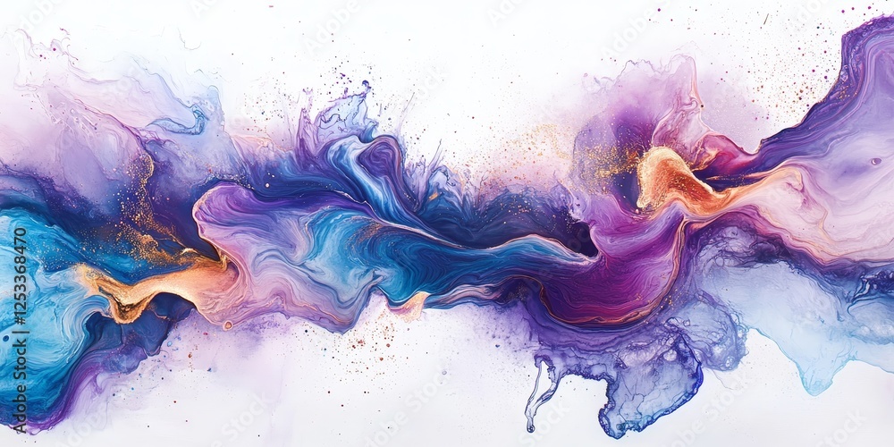 Leinwandbilder visually stunning abstract design using watercolor fluid art, focusing on the seamless and delicate blending of colors to produce an engaging and serene visual effect
