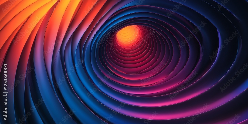 Poster abstract scene where radial gradients create a sense of depth and focus, using a harmonious palette to evoke a rich and immersive visual effect radiating from the center