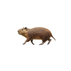 Fototapeta premium Capybara Walking on White Background in Natural Pose