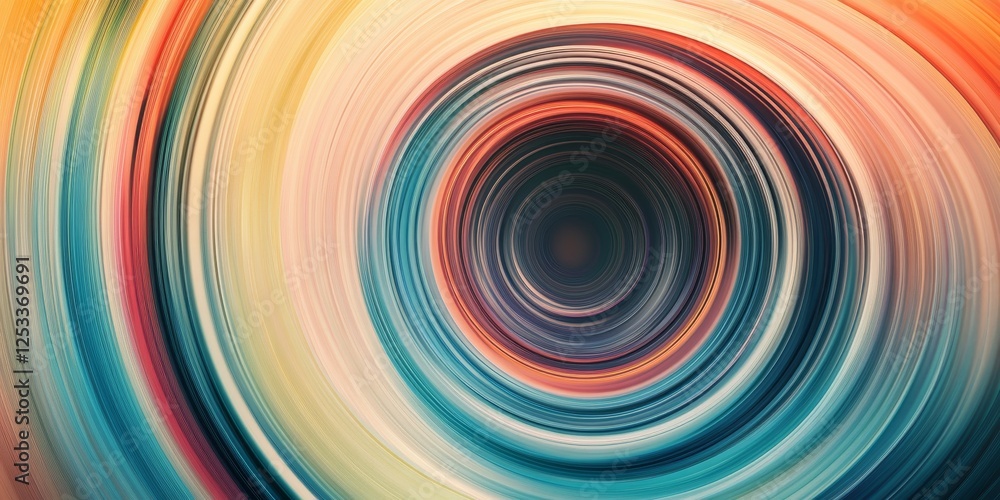 Poster abstract artwork showcasing radial gradients with a focus on the elegant and smooth blending of colors in a circular pattern, creating a visually engaging composition wit