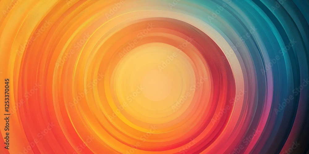 Poster abstract artwork showcasing radial gradients with a focus on the elegant and smooth blending of colors in a circular pattern, creating a visually engaging composition wit