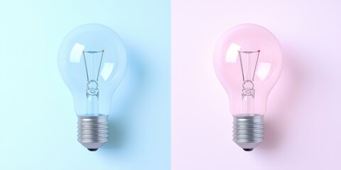 Two light bulbs are on a blue background