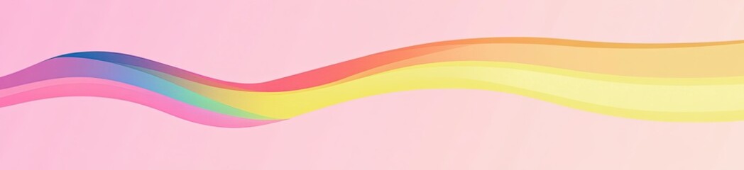 Fototapeta premium A flat vector illustration of a rainbow, wavy line on a pink background, with a simple and minimalistic style featuring clean lines