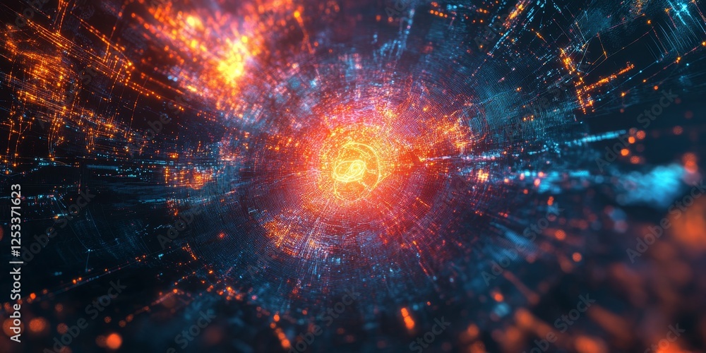 Poster abstract visual with digital backgrounds that highlight the interplay of digital effects and texture
