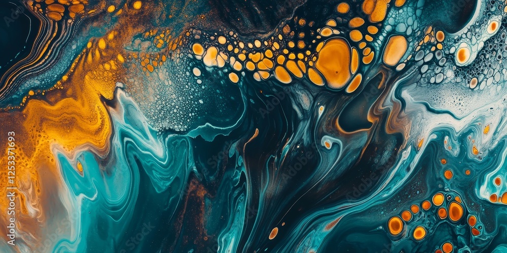 Poster abstract artwork featuring fluid art backgrounds with intricate and seamless color blends, producing