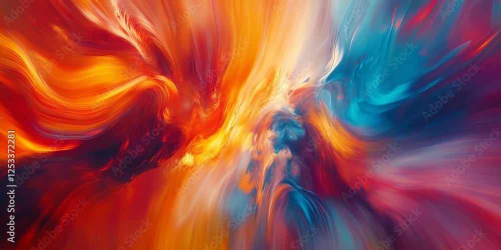 Poster abstract scene where vibrant gradients create a sense of dynamism and excitement, using a mix of vivid colors to evoke a rich and immersive visual effect