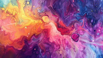 Fototapeta premium Vibrant abstract art with swirling colors of orange, pink, purple, and blue, creating mesmerizing fluid design that evokes creativity and emotion