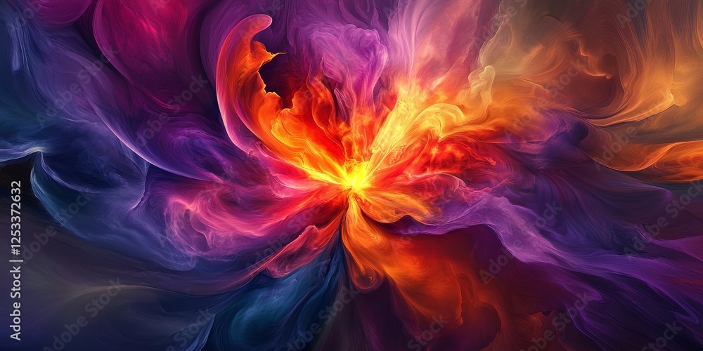 Aufkleber visually striking abstract design using vibrant gradients, emphasizing the intense and captivating b