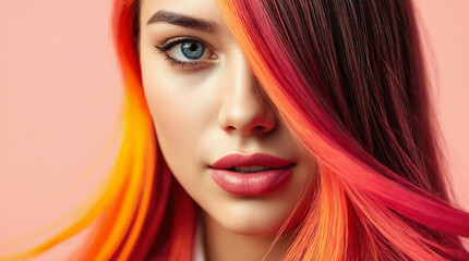 close-up portrait of Red hair Pretty Girl. Healthy Color Hair Beautiful Young Woman