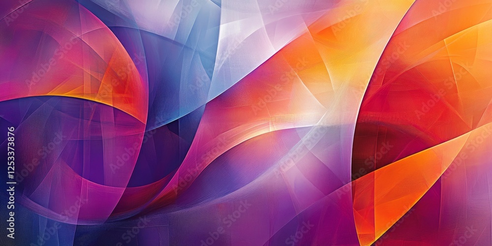 Fototapete abstract scene where geometric patterns form a dynamic interplay of overlapping shapes and gradients, creating a visual symphony of color and form with an ethereal and mo