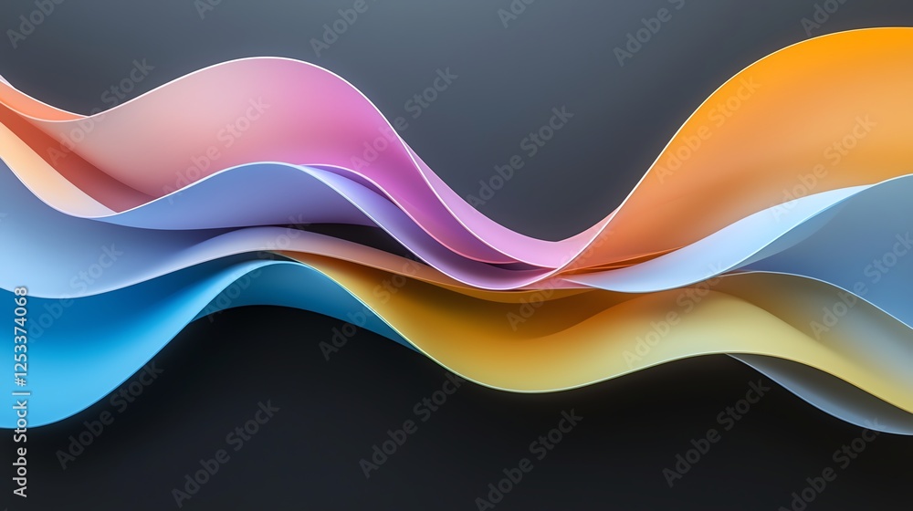 Aufkleber vibrant abstract waves in pastel colors create a dynamic flow on a dark background, perfect for crea
