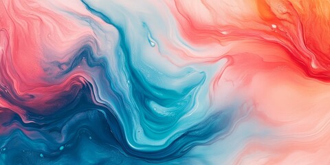 Obraz premium an abstract scene where acrylic pouring techniques produce a mesmerizing fluid art effect, incorporating bold and flowing colors with a mix of soft and intense gradients