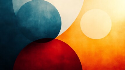 Interplay of Spheres, An Abstract Composition with Vibrant Tones and Textural Depths