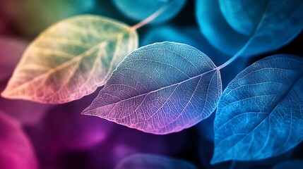 Obraz premium Colorful Abstract Leaves with Intricate Veins