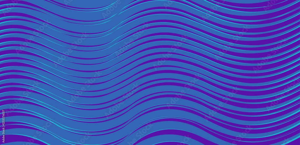 Poster dynamic abstract design featuring smooth. flowing wavy lines in varying shades of blue. ideal for br