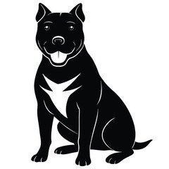 a pitbull dog silhouettes vector illustrations