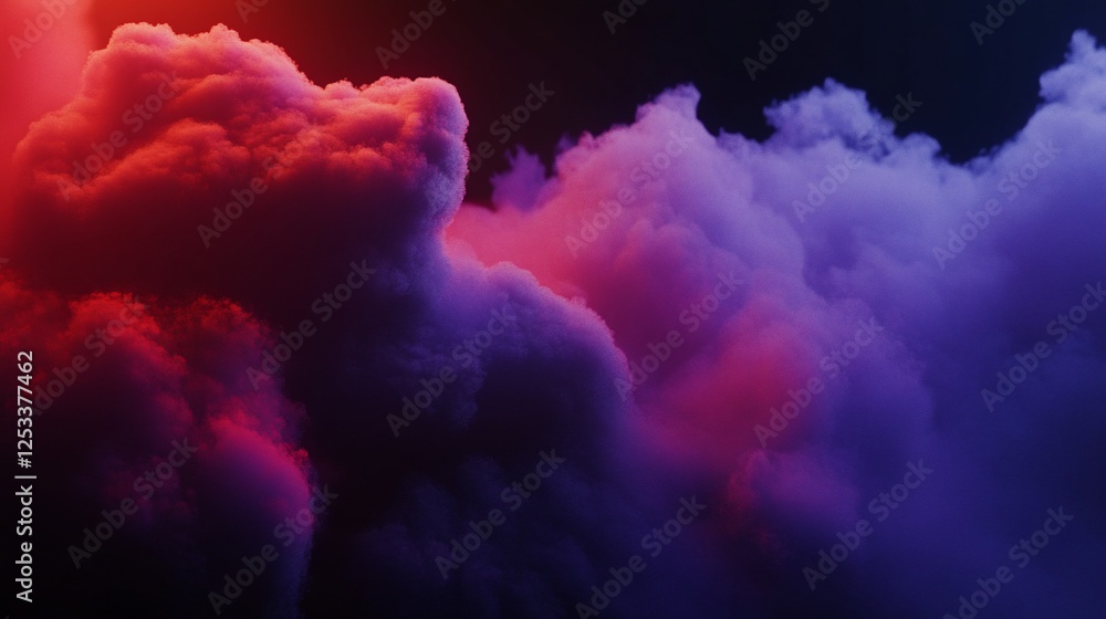 Poster abstract multicolored clouds with a dark background, creating a surreal and dreamlike sky