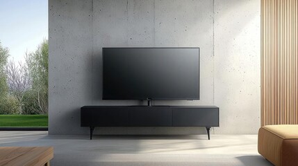 Modern Living Room with Wall-Mounted Flat-Screen TV