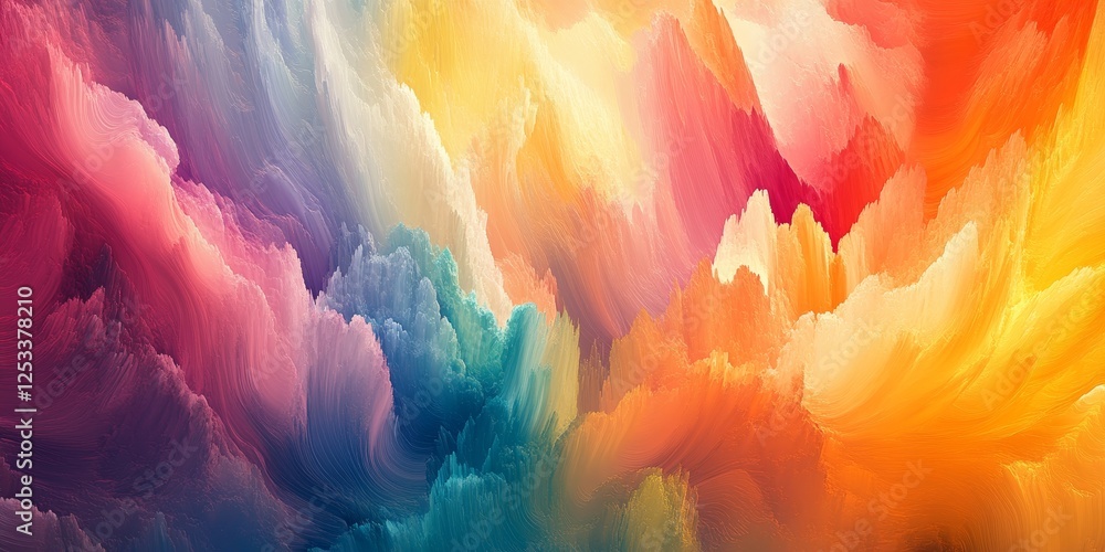 Poster abstract visual with rainbow gradients that highlight the vibrant and dynamic nature of color, creating a rich and striking background with a touch of artistic flair