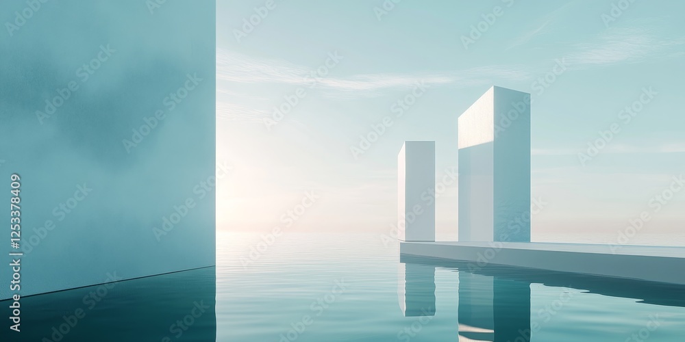Aufkleber abstract scene where a clean background serves as a canvas for minimalist visuals, using restrained color and form to produce a serene and refined visual experience