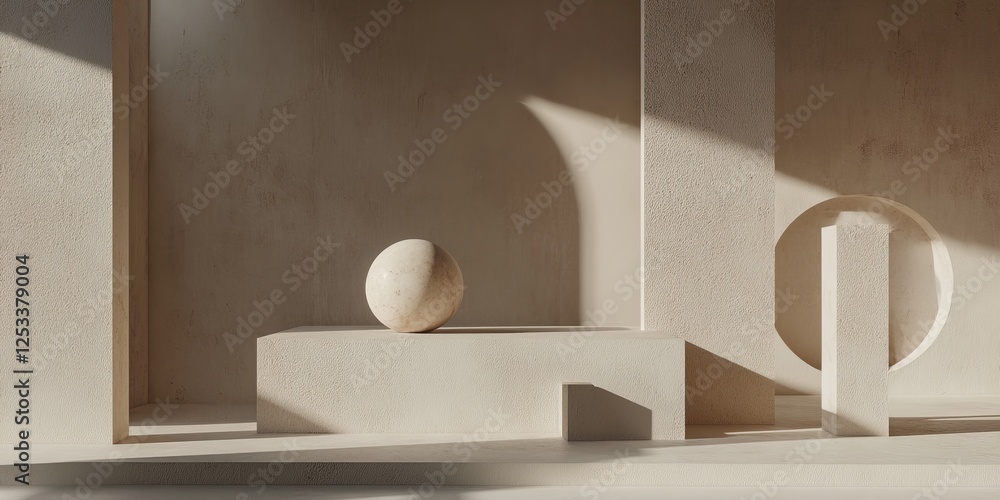 Poster abstract visual with a clean background that enhances the minimalistic approach, using a muted and unobtrusive backdrop to draw attention to the essential forms and detai
