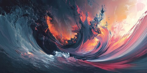 abstract artwork showcasing concept art with a focus on forward-looking and experimental designs, incorporating various artistic elements and colors to create a visually