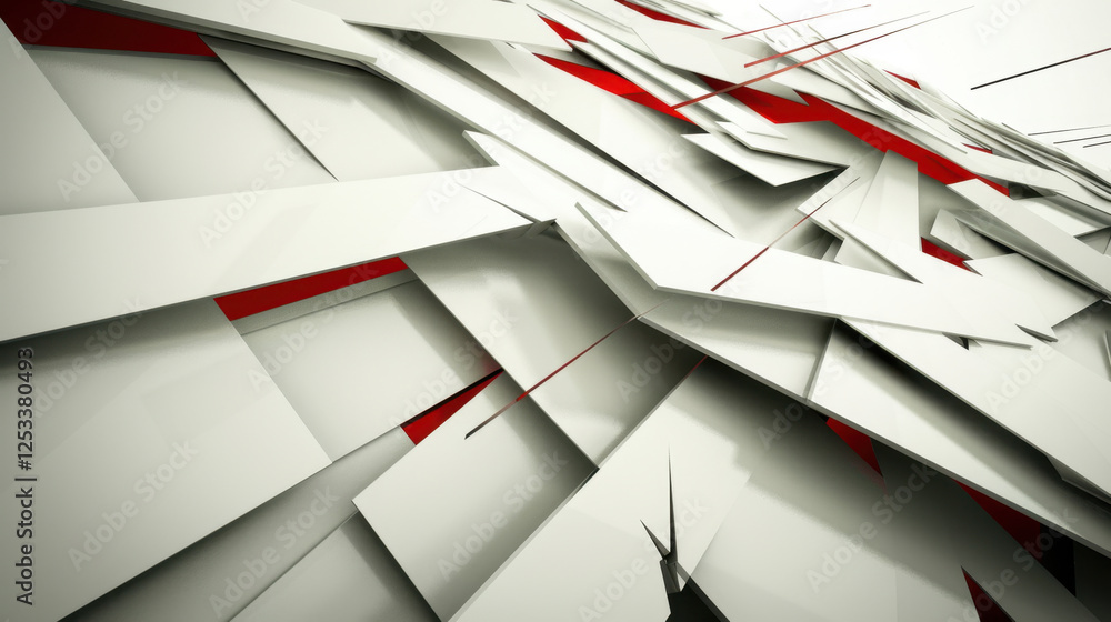 Aufkleber abstract geometric design with sharp angles and red accents