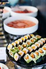 Assorted sushi on a platter