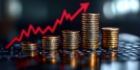 Financial Growth: Stack of Coins Reflecting Economic Upward Trend