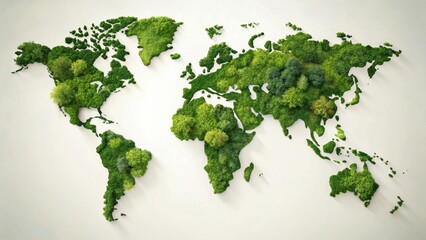 A Lush Green World Map Representing Environmental Conservation and Global Sustainability Efforts