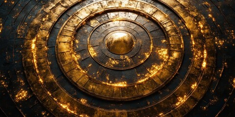 Golden Concentric Circles: A Luxurious Abstract Design